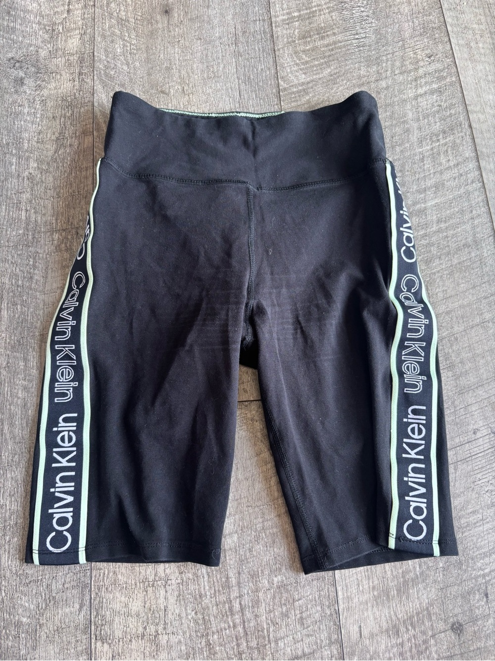 Calvin Klein Black Bike Shorts with Light Green Trim